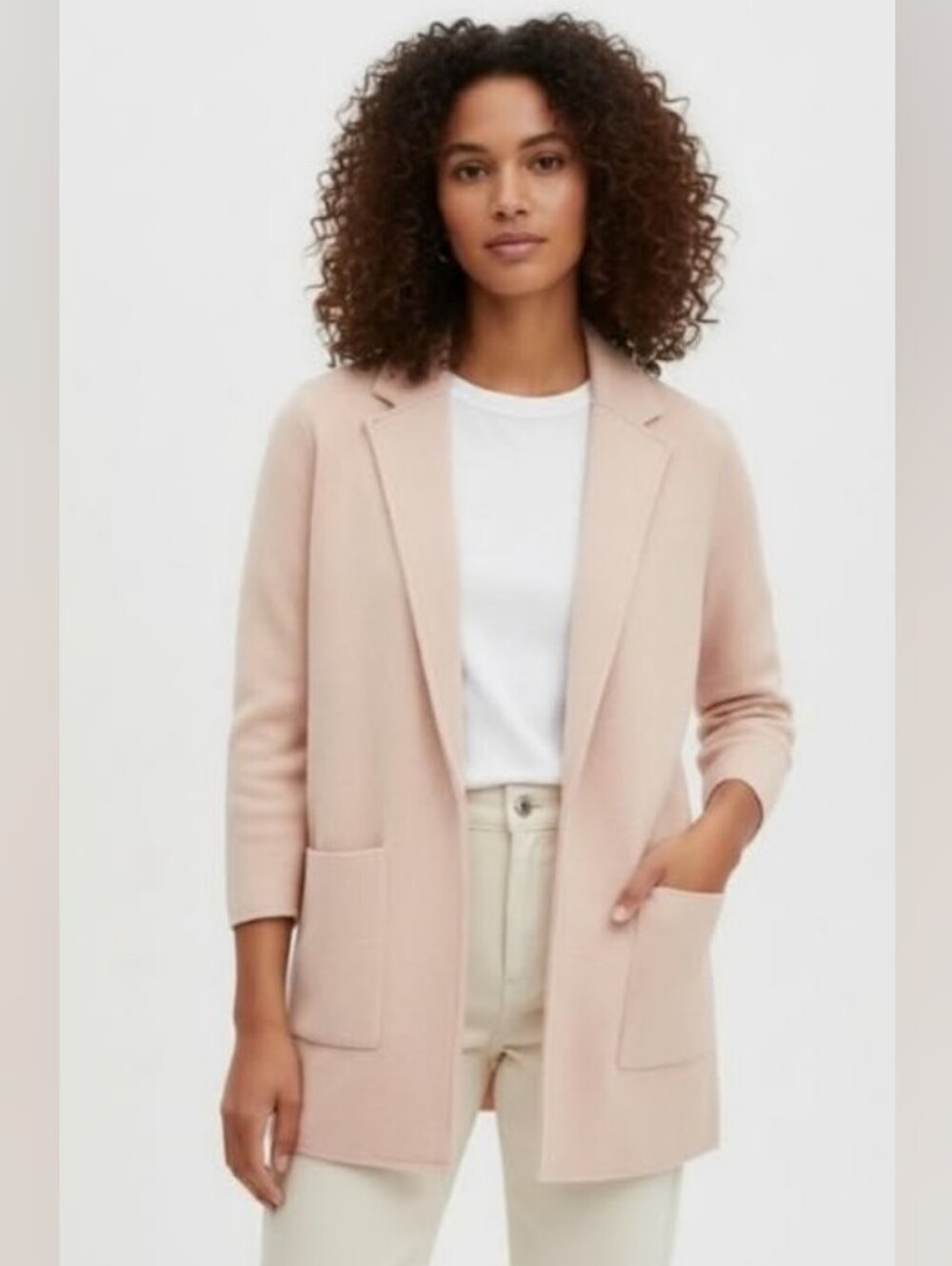 J. Crew Women’s Pink Knit Sweater Blazer Jacket w/ Pockets Size XS Cotton Wool